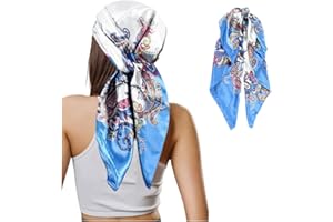 Ceihwa Foulard en soie pour femme - Grand Carré Satin 90x90 Carré de Soie Simulée Foulard en Satin de Soie Élégant Bandana Foulard de Tête Foulard Satin Cheveux Nuit Echarpe Carrér