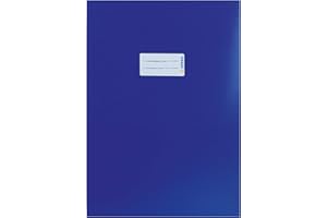 HERMA 19751 - Copertina per quaderni, formato A4, in cartone blu, 10 pezzi, con etichetta in carta robusta e extra resistente, per quaderni scolastici, colorati