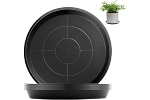 sturiz 4 Stück Blumentopf Untersetzer Rund 36 cm Topfuntersetzer Pflanzen Schwarz Unterteller Blumentopf Kunststoff Pflanzenuntersetzer Pflanztopf Untersetzer für Innen- und Außenpflanzen