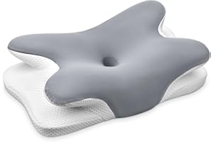 Ehomfory Nackenkissen Kopfkissen Nackenstützkissen Memory Foam Kissen, Ergonomisches Seitenschläferkissen für Seiten, Rücken & Bauchschläfer, 69x37x9/12 cm