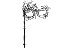 Cupimatch Couple's Masquerade Mask: Metallic Venetian Party Mask Halloween Costume Accessory for Carnival