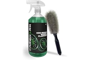 CARSHARK Wheel Cleaning Kit, Non Acidic Wheel Cleaner 1 x 1 L Spray, 1 x Wheel Brush (Black)