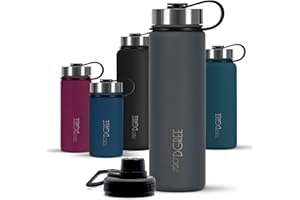 720°DGREE Butelka do picia ze stali nierdzewnej "noLimit" - 530ml - szczelna, gazowana, wolna od BPA - izolowana butelka z nakrętką dla dzieci, szkoły, fitness +darmowa pokrywka sportowa