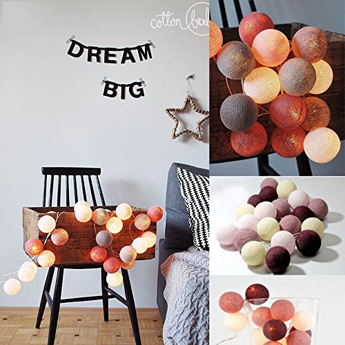 String Lights, LEEDY Fashion 20 Cotton Ball String Lights, Decor Window Curtain Lights for Christmas Home Window Wedding Birthday Party Bedroom Living Room Patio, 1.5M