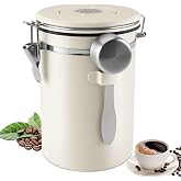 Foydream 1.8L Airtight Coffee Canister, 304 Stainless Steel Coffee Container, Stainless Steel Storage Tin with Date Tracking