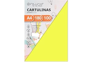 OFITURIA Pack 100 Cartulinas Color Amarillo Tamaño A4 180g