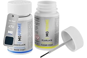 ‎MGPRIME MG PRIME Autolack Lackstift Set für Opel 47U Tiefseeblau Perleffekt/Poseidon Blue Metallic Basislack Klarlack je 50ml