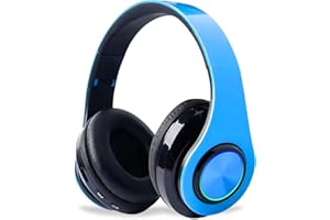 ZZOSRDR Bluetooth Headphones Over Ear, Foldable Lightweight Wireless Headset, Wireless Headphones with Built-in Mic, FM, SD/TF for Online Class, Office, PC, Phone (Blue)