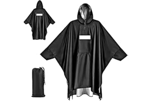 Apritsce Poncho de Lluvia para Adultos, Chaquetas de Lluvia Impermeable con Capucha Bolsillos Reflectantes Rayas, 3-en-1 Multifuncional Ligero Poncho de Lluvia para Acampar Al Aire Libre Senderismo