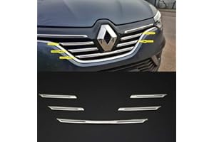 mne parts Compatible avec pour Renault Megane IV 2015 + Lot de 5 pcs Bandes chromées couvercles de calandre en Acier Inoxydable