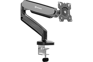 ONKRON Braccio monitor singolo Monitor Stand Full Motion per schermi piatti o curvi da 13¨-32¨ fino a 8 kg Supporto per monitor singolo regolabile Rialzo monitor Vesa 75x75 100x100 Nero