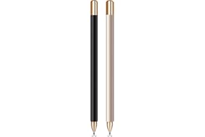 MEKO Lápiz 2 en 1 para Pantalla Táctil Lápiz Universal para Tabletas con Tapa Magnética y Punta de Repuesto Compatible con Todas Las Tabletas, iPhone, iPad, Huawei (Negro Champán + Oro Champán)
