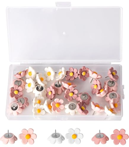 100 Stück Reißzwecken Mit Blumenmuster (Rose) – Harzkopf & Stahlspitze, Für Pinnwände, Korktafeln, 1 Cm Stift