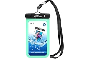 MoKo Waterproof Phone Pouch, Underwater CellPhone Case Dry Bag with Lanyard Armband Compatible with iPhone 14 13 12 11 Pro Max X/Xr/Xs Max, Samsung S21/S20/S10/S9, A10E, Note 10, Mint Green