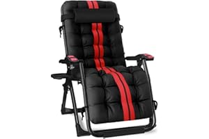 KEPLIN Heavy Duty Textoline Zero Gravity Chair for Garden Light Reclining Patio Sun loungers Easy to Clean Adjustable Head Rest Foldable with Cup & Phone Holder