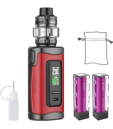 elfbar elfa master akku E Zigarette,Smok 225W X PRIV Plus Kit mit 5,5ml TF-D Subtank und 2 * 18650  Akkus,2,01 Zoll-Display Vaporizer Starter Set, Ohne E-Liquid,Ohne  Nikotin（Schwarz Shell）: Amazon.de: Elektronik & Foto
