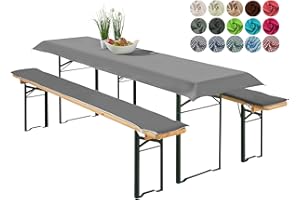 ‎HEIMTEXLAND heimtexland ® Bierzeltgarnitur Auflagen Set 3-teilig Tischdecke Bierbankauflage Polster Kissen Biergarnitur Typ698 Anthrazit für Tischmaß 50x220 cm