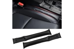 Conruich 2 Stück Autositz Lückenfüller Lückenkissen Autositz Gap Stopper Beige Universal Leder Autositzauflage Spaltfüllpad Autositz Spacer Gap Filler für die Meisten Modelle von Auto (Schwarz)