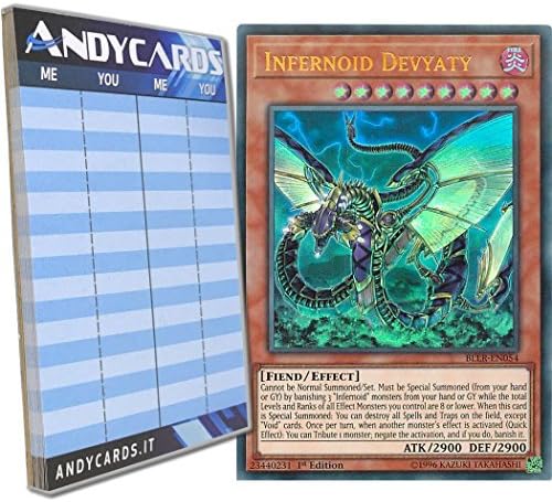 Yu-Gi-Oh! - INFERNOID DEVYATY - Ultra Rare BLLR-EN054 in ENGLISH + Andycards Scorepad