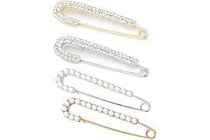 SKDFHOD Spilla con perle e spilla da balia, clip per maglioni di cristallo e perle e cristalli Shawl clip finte, cappotto, 4 pezzi, per donne e ragazze