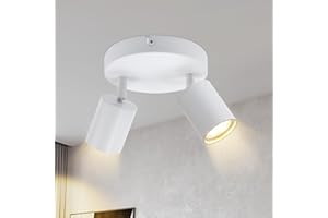 Lichtmaler Lampa Sufitowa Nowoczesna Biała - Sufitowy Reflektor LED Obrotowy GU10 - Sufitowa Scienna Spot 2 Płomień do Kuchni Sypialni Salonu, bez Zarówek