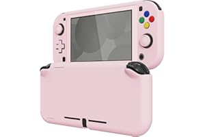 eXtremeRate Schutzhülle für Nintendo Switch Lite,Schutzhülle Case Hülle Schale Tasche Zubehör für Nintendo Switch Lite Joycon Konsole&1 x Displayschutzfolie mit weißem Rand(Pink)