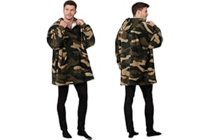 Dreamscene Camo Oversized Hoodie Blanket Ultra Soft Plush Sherpa Fleece Wearable Warm Hooded Throw Cosy Giant Sweatshirt
