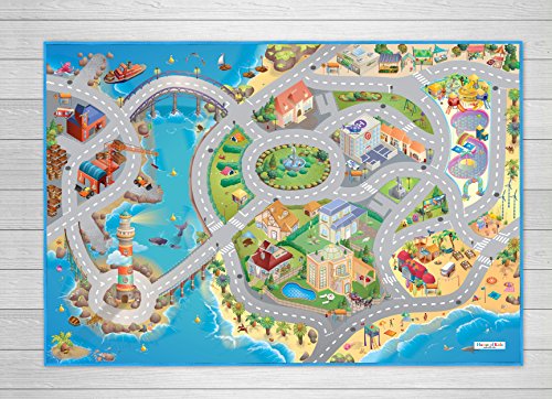 Achoka 94074 - Tapis De Jeux Reversible - Routes Bord De Mer