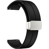 LYSMVIVI Manyetik saat kayışı 16 mm 18 mm 19 mm 20 mm 22 mm - Hızlı &Ccedil;ıkarma - Cilt Dostu Yumuşak Silikon Spor Saat Kordonu, E
