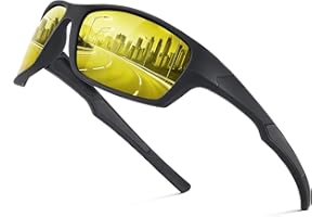 suoso Anti Glare Night Driving Glasses For Men And Women-Yellow Lens-Nighttime Driving Glasses-Cycling Glasses-Sports Sunglasses-Suitable for Night-Cloudy-Rainy