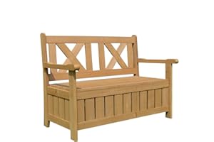 AIRWAVE Darcy Wooden 2 Seater Outdoor Garden Bench with Built In Storage Seat, Treated Fir Wood, Natural Warm Wood Effect