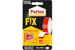 Pattex FIX 120 kg, Supermocna taśma dwustronna montażowa, elastyczna i wytrzymała taśma naprawcza, taśma klejąca dwustronna umożliwiająca montaż bez narzędzi, rolka 1,5mx19mm
