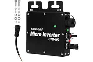BreeRainz 400W Micro Wechselrichter, PV Mikro-Wechselrichter Mit IP65 Wasserdicht Niveau, Solar Wechselrichter Inverter Mit WLAN, Netzeinspeisung Funktion, Für 2 Solarmodule und Balkonkraftwerk