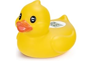 JARMAPOZ Bath Thermometer for Babies – Cute Duck Floating Toy with Digital Temperature Display – Safe Baby Bath Thermometer for Newborns in Celsius & Fahrenheit, Yellow