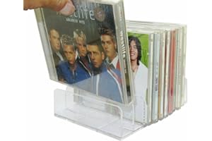 Pmsanzay DVD Storage Box - Clear Acrylic - Stackable DVD and CD Holder, CD Display Rack CD Organizer Stand - Holds up to 14 Standard CD Cases for Media Shelf Storage and Organization - No DVD