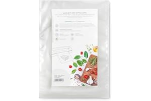 Magic Vac, 50 Sacchetti Sottovuoto 25x35, Ideali per Congelatore, Frigorifero, Scongelamento in Microonde, Bollitura, Cottura Sottovuoto in Forno o A Vapore, Senza Etichetta, Certificati Made in Italy