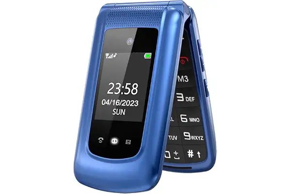 uleway Teléfono Móvil para Mayores, con Tapa de Teclas Grandes, Botón SOS, Pantalla de 2,4 Pulgadas, Llamada Rápida, Sonido Fuerte de Radio, 1000mAh Batería, Fácil Uso para Ancianos, Azul.