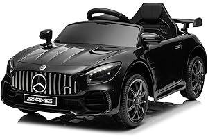 Karlhome 12V Ride on Car, Licensed Mercedes Benz AMG GTR with Parental Remote, 2 Motors Electric Car for Kids to Drive w/Wider Seat, LED Lights, Openable Doors, MP3, Smooth Start, 3 Speeds - Black