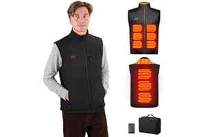 Moteoza Gilet Riscaldato Uomo con 16000 mAh Batteria,Gilet Termico Riscaldante Elettrico con 3 Temperature 4 Zone, Giacca Riscaldata da Uomo con Fodera in Pile per Caccia Campeggio