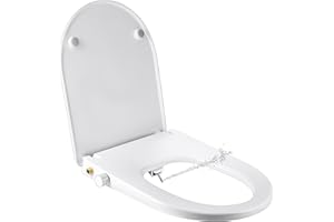 SAMODRA Asiento de inodoro para bidé – Bidé japonés – Asiento de inodoro en forma de D con descenso automático – no eléctrico Bidé accesorio autolimpieza doble boquillas