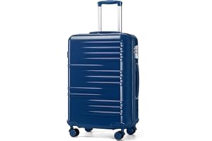 British Traveller Valigia Trolley Rigida Bagaglio a Mano da Viaggio ABS+PC Leggero con TSA Lucchetto (74,5cm,Blu)