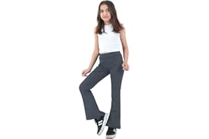 L S U Girls School Trousers Pull Up Bootleg Style Elasticated Waist Finely Stitched Ribbed Strtetch Fabric, Black, Long Length