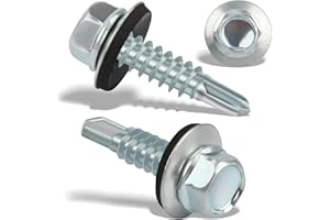 NUTS OT NUTS 100PCS Vis Autoforeuse Metal 4,8x19 mm Vis Autoperforante Inox Bac Acier Hexagonale Vis Autoperceuse pour Metal Vis Etanche Avec Joint Tole Toiture Autoforante Auto Foreuse pour Plus Fixation(Argenté)