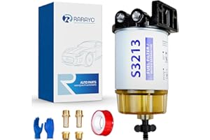 RARAYC S3213 Fuel Filter Water Separator Replacement for Marine Outboard Motor Mercury with 3/8" Barb x 1/4" NPT Fittings Replaces# 35-60494-1, 18-7932 -1, 18-17928, 35-809097