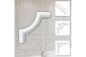 HEXIM Stuckverzierung aus HDPS/PU weiß - Stuckrahmen Wanddeko Bilderrahmen - HCR Wandleisten (2 Stück HCR501-1) Stuckleiste Segment Eckstück Eckleiste Beständig