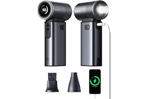 JISULIFE Tragbarer Handventilator 5 in 1, 100 Geschwindigkeiten, max 25 Stunden Akkulaufzeit, 18 W Wiederaufladbare Powerbank mit Taschenlampe, Metallgehäuse, Reisegeschenk für Männer und Frauen