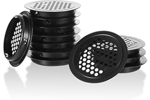 CHANRAINGYEE 12 sztuk czarnych kratek wentylacyjnych ze stali nierdzewnej, kratki wentylacyjne, okrągłe, nadają się do garażu, kratek wentylacyjnych, szafek, szafek na buty, mebli, sypialni, pomieszczeń biurowych