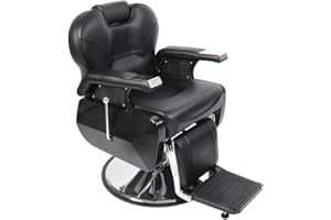 Panana Professioneller Friseurstuhl Friseursessel mit Kopfstütze, hydraulischer, Hochwertige Kunstleder, zurückziehbarer, kippbar schwarz