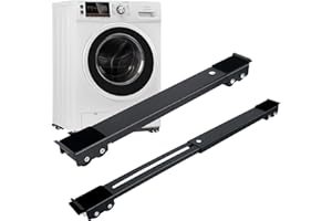 HULAGU 2 Stück Waschmaschinen Untergestell 45-71 cm Ausziehbares Gleitsystem Möbelroller Transportroller Rollen für Möbel Möbeltransportrollen mit rutschfeste Unterseite Belastung 300 kg (Schwarz)