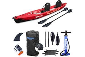 Bluewave Inflatable Kayak - Double - Complete Set Including 'Glider' 2-Person Kayak, Seats, Paddles, Fin, Storage Bag & Pump Included – The Complete Tandem Kayaking Package